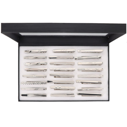 Vittorio Vico Tie Bars in Presentation Box: 24 Pack - Silver - Tie Bar - Vittorio Vico