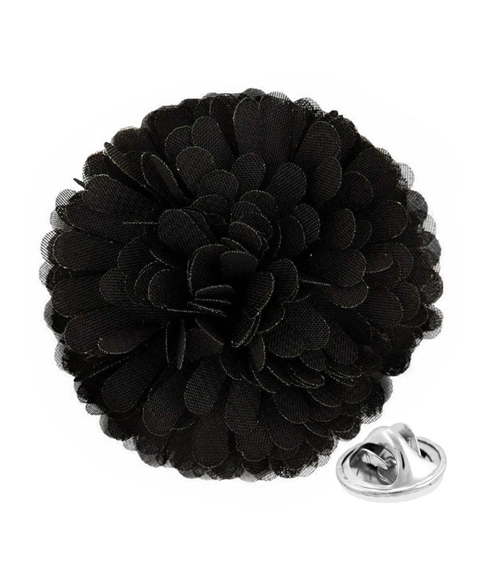 Vittorio Vico Unisex Carnation Flower Lapel Pin - Black - Flower Lapel Pin - Vittorio Vico