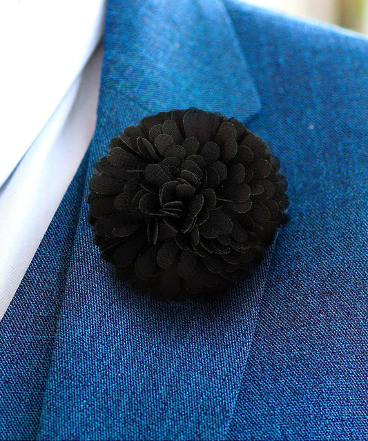 Vittorio Vico Unisex Carnation Flower Lapel Pin - Black - Flower Lapel Pin - Vittorio Vico