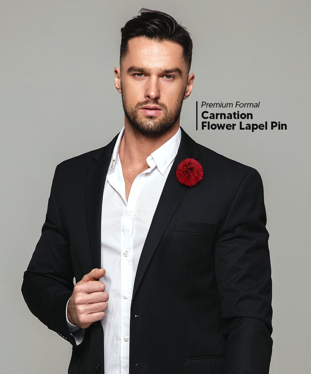Vittorio Vico Unisex Carnation Flower Lapel Pin - Burgundy - Flower Lapel Pin - Vittorio Vico