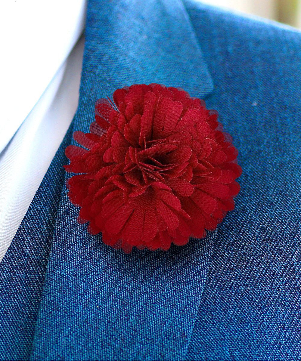 Vittorio Vico Unisex Carnation Flower Lapel Pin - Burgundy - Flower Lapel Pin - Vittorio Vico