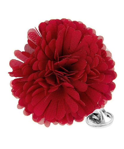 Vittorio Vico Unisex Carnation Flower Lapel Pin - Burgundy - Flower Lapel Pin - Vittorio Vico