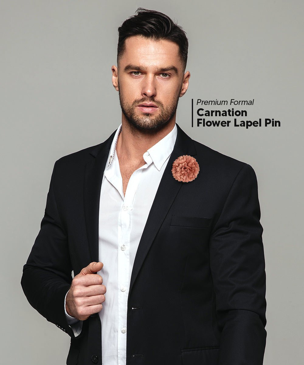 Vittorio Vico Unisex Carnation Flower Lapel Pin - Dark Blush - Flower Lapel Pin - Vittorio Vico