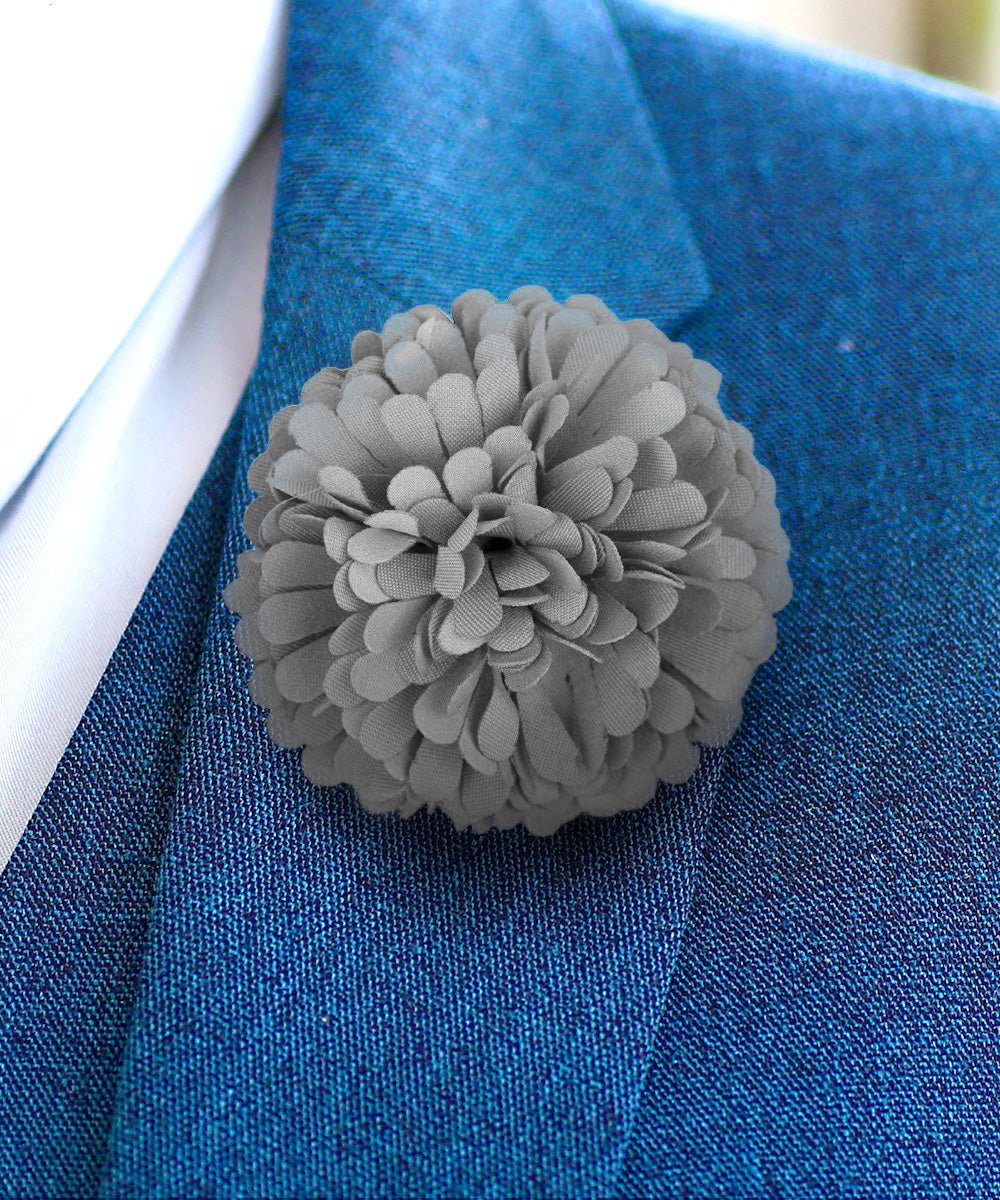 Vittorio Vico Unisex Carnation Flower Lapel Pin - Gray - Flower Lapel Pin - Vittorio Vico