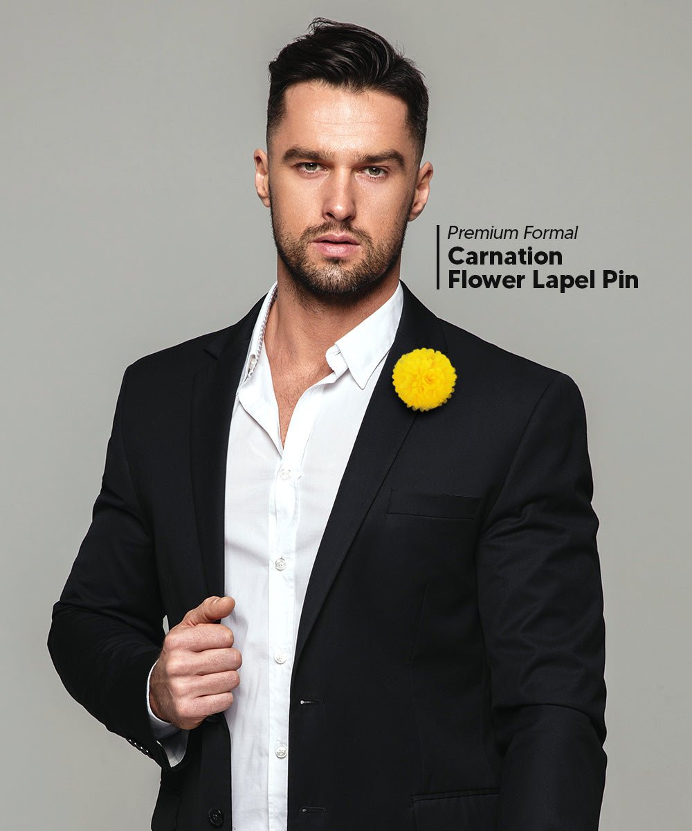 Vittorio Vico Unisex Carnation Flower Lapel Pin - Maize - Flower Lapel Pin - Vittorio Vico