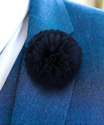 Vittorio Vico Unisex Carnation Flower Lapel Pin - Navy Blue - Flower Lapel Pin - Vittorio Vico
