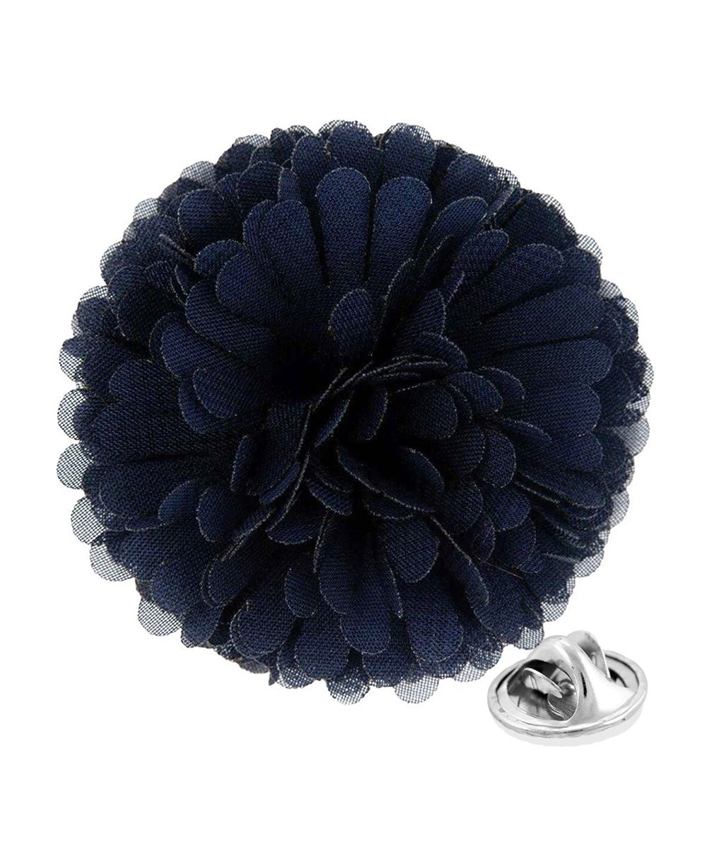 Vittorio Vico Unisex Carnation Flower Lapel Pin - Navy Blue - Flower Lapel Pin - Vittorio Vico