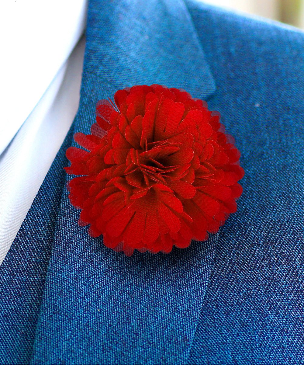 Vittorio Vico Unisex Carnation Flower Lapel Pin - Red - Flower Lapel Pin - Vittorio Vico
