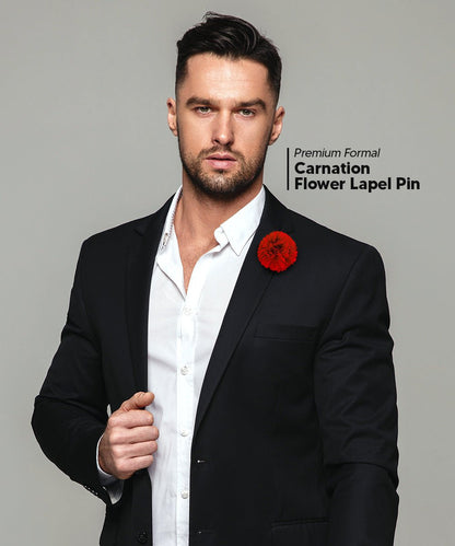 Vittorio Vico Unisex Carnation Flower Lapel Pin - Red - Flower Lapel Pin - Vittorio Vico