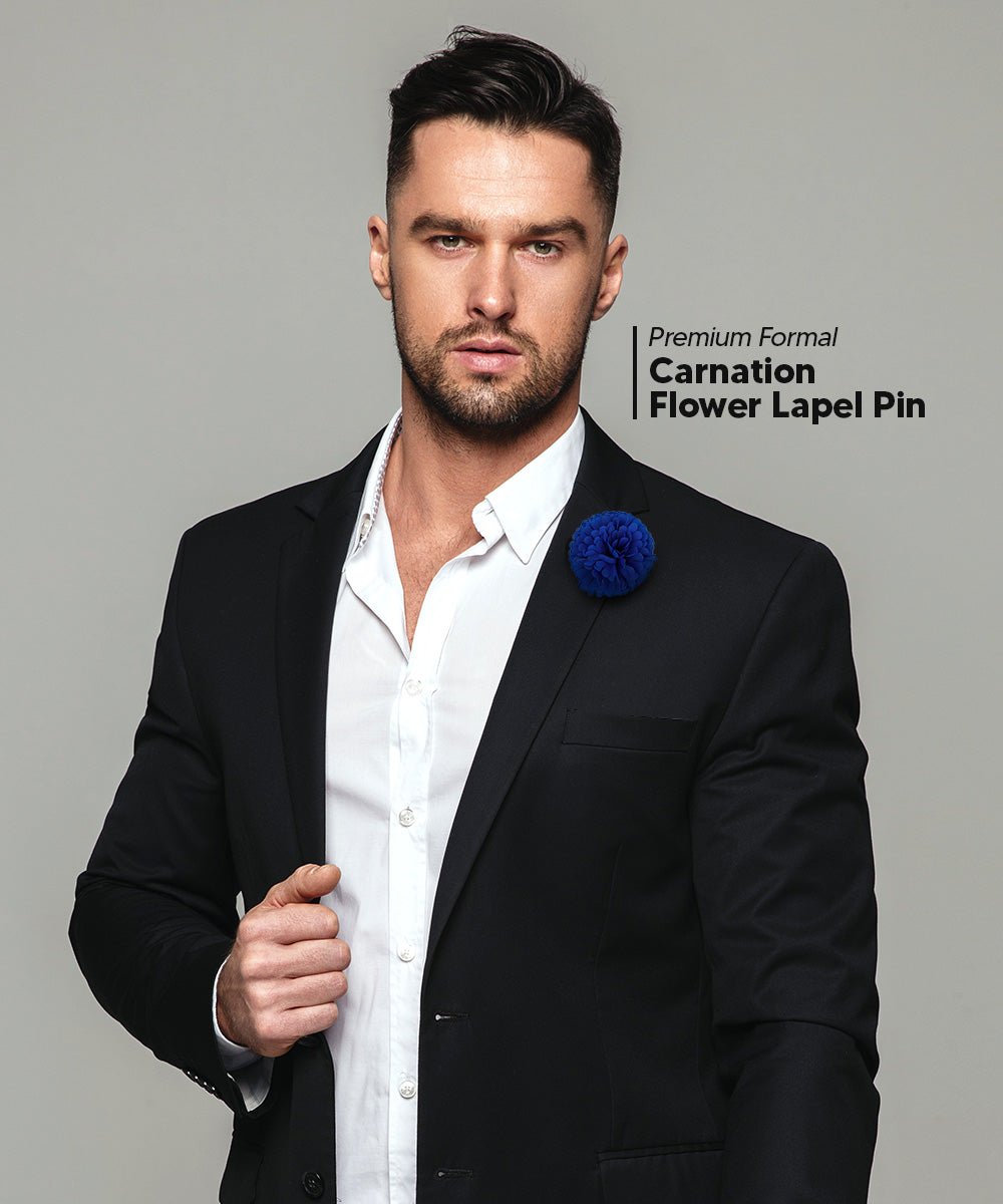 Vittorio Vico Unisex Carnation Flower Lapel Pin - Royal Blue - Flower Lapel Pin - Vittorio Vico