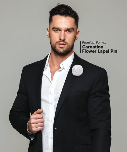 Vittorio Vico Unisex Carnation Flower Lapel Pin - White - Flower Lapel Pin - Vittorio Vico
