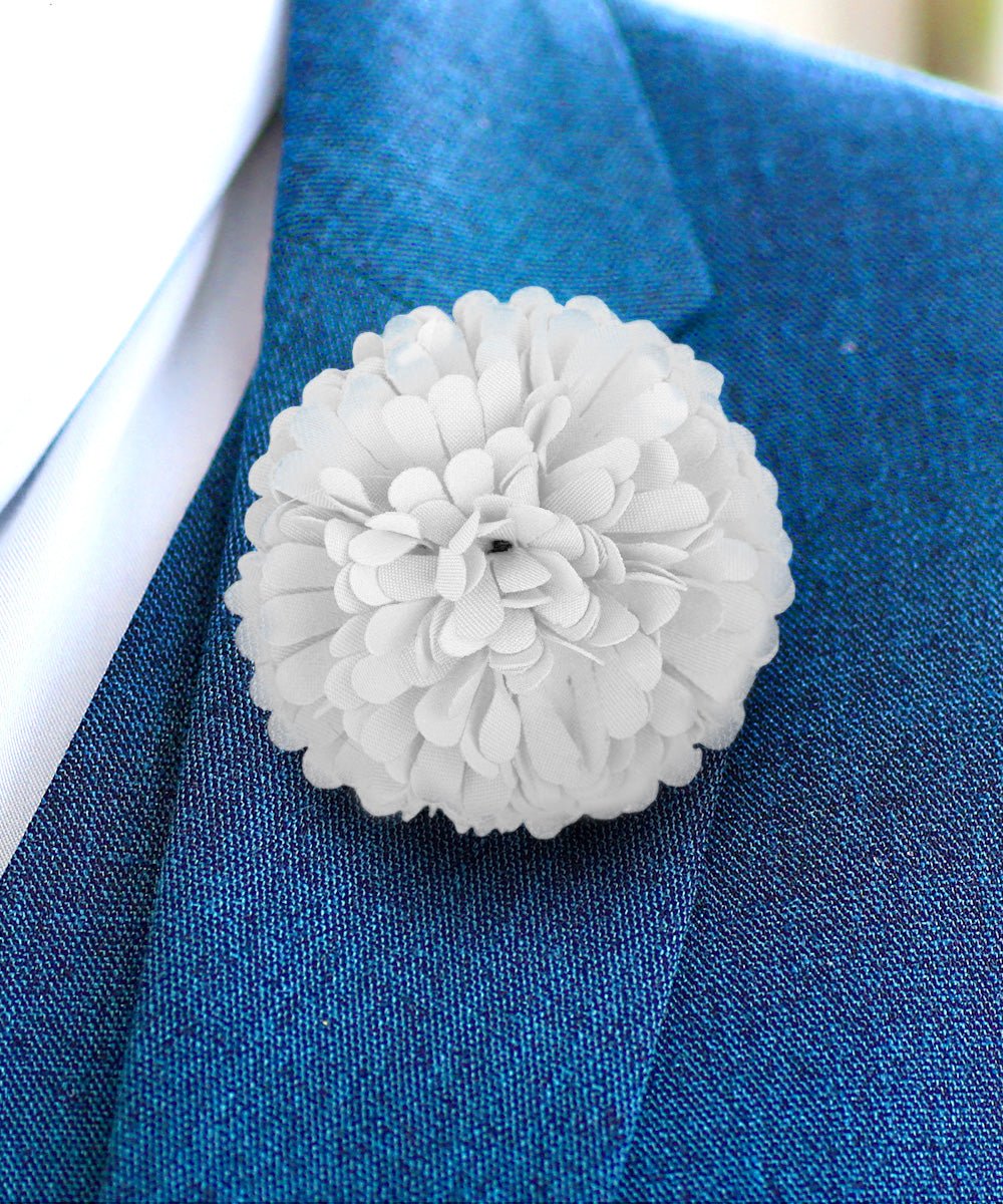 Vittorio Vico Unisex Carnation Flower Lapel Pin - White - Flower Lapel Pin - Vittorio Vico