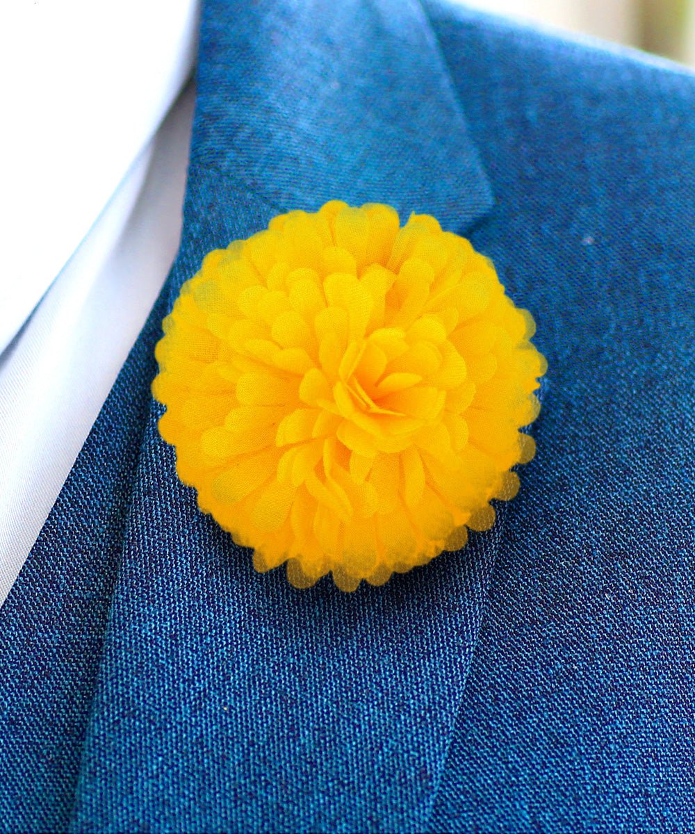 Vittorio Vico Unisex Carnation Flower Lapel Pin - Yellow - Flower Lapel Pin - Vittorio Vico