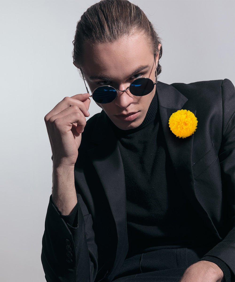Vittorio Vico Unisex Carnation Flower Lapel Pin - Yellow - Flower Lapel Pin - Vittorio Vico