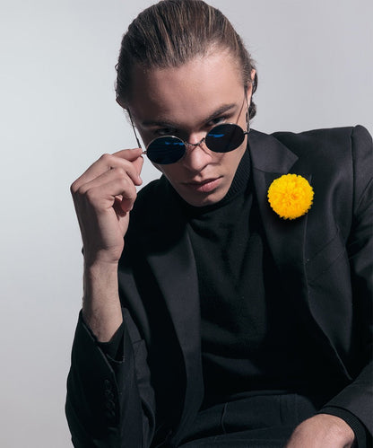 Vittorio Vico Unisex Carnation Flower Lapel Pin - Yellow - Flower Lapel Pin - Vittorio Vico