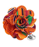 Vittorio Vico Unisex Kente Satin Flower Lapel Pin - Kente 1 - Flower Lapel Pin - Vittorio Vico
