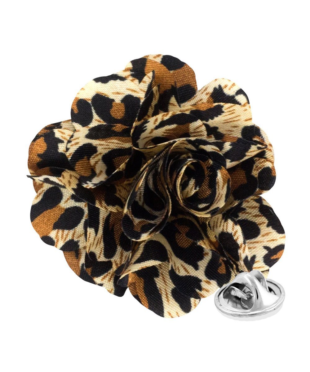 Vittorio Vico Unisex Kente Satin Flower Lapel Pin - Leopard - Flower Lapel Pin - Vittorio Vico