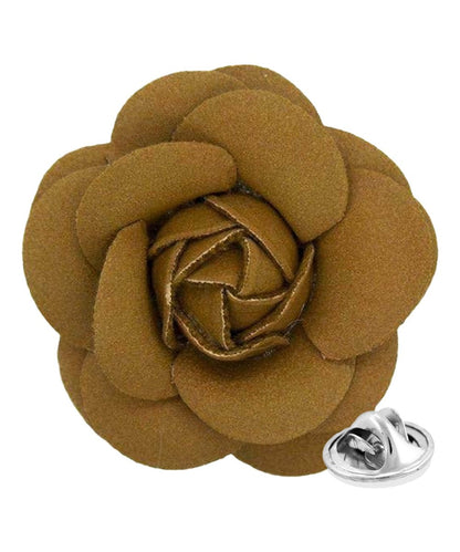 Vittorio Vico Unisex Leather Flower Lapel Pin - Brown - Flower Lapel Pin - Vittorio Vico
