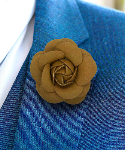 Vittorio Vico Unisex Leather Flower Lapel Pin - Brown - Flower Lapel Pin - Vittorio Vico