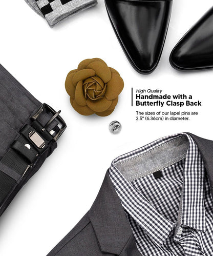 Vittorio Vico Unisex Leather Flower Lapel Pin - Brown - Flower Lapel Pin - Vittorio Vico
