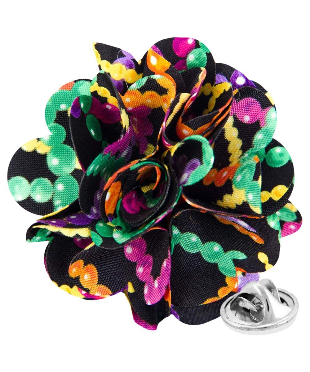 Vittorio Vico Unisex Mardi Gras Satin Flower Lapel Pin - Mardi Gras - Flower Lapel Pin - Vittorio Vico
