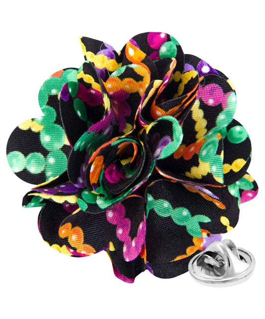 Vittorio Vico Unisex Mardi Gras Satin Flower Lapel Pin - Mardi Gras - Flower Lapel Pin - Vittorio Vico