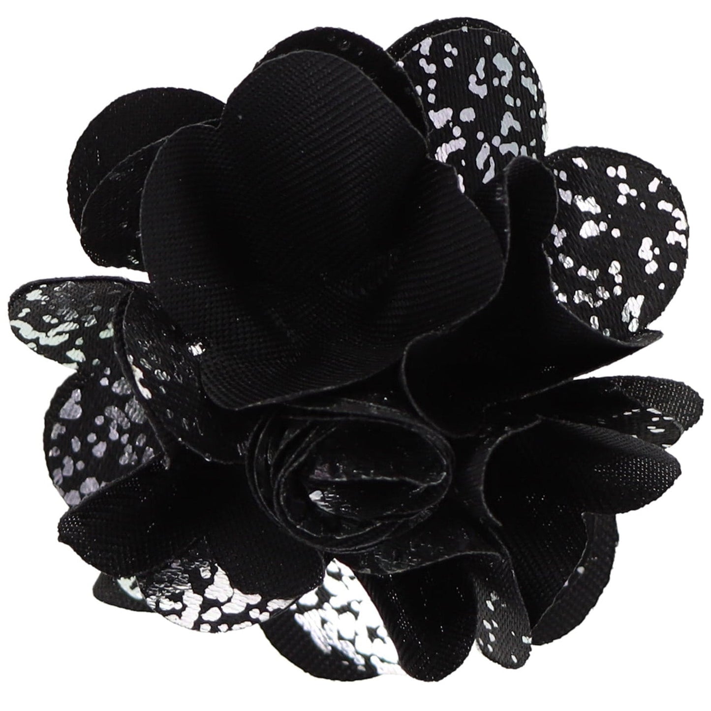Vittorio Vico Unisex Metallic Flower Lapel Pin - Black and Silver - Flower Lapel Pin - Vittorio Vico