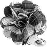 Vittorio Vico Unisex Metallic Silver Accent Plaid Flower Lapel Pin - Black - Flower Lapel Pin - Vittorio Vico
