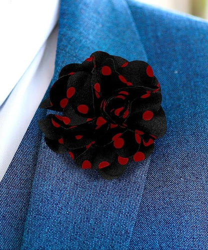 Vittorio Vico Unisex Polka Dot Flower Lapel Pin - Black and Pink - Flower Lapel Pin - Vittorio Vico