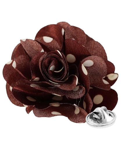 Vittorio Vico Unisex Polka Dot Flower Lapel Pin - Brown and Ivory - Flower Lapel Pin - Vittorio Vico