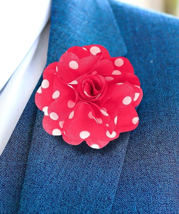 Vittorio Vico Unisex Polka Dot Flower Lapel Pin - Black and White - Flower Lapel Pin - Vittorio Vico