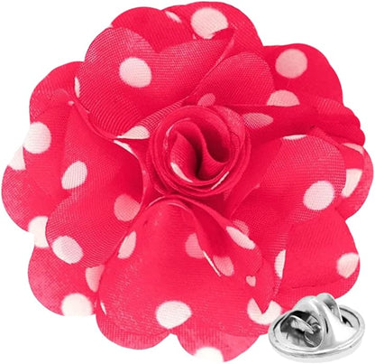 Vittorio Vico Unisex Polka Dot Flower Lapel Pin - Bubblegum Pink and White - Flower Lapel Pin - Vittorio Vico