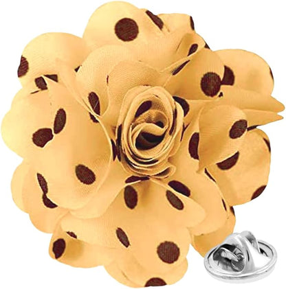 Vittorio Vico Unisex Polka Dot Flower Lapel Pin - Gold and Brown - Flower Lapel Pin - Vittorio Vico