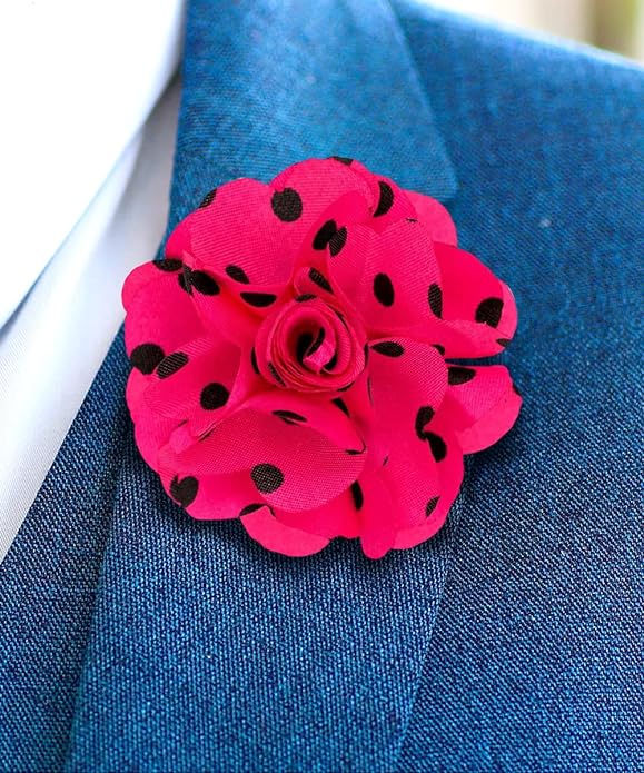 Vittorio Vico Unisex Polka Dot Flower Lapel Pin - Black and White - Flower Lapel Pin - Vittorio Vico