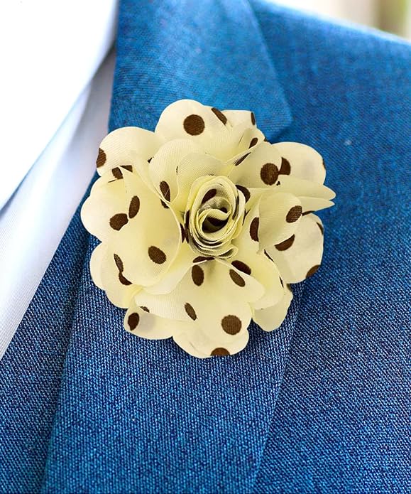Vittorio Vico Unisex Polka Dot Flower Lapel Pin - Gray and Black - Flower Lapel Pin - Vittorio Vico