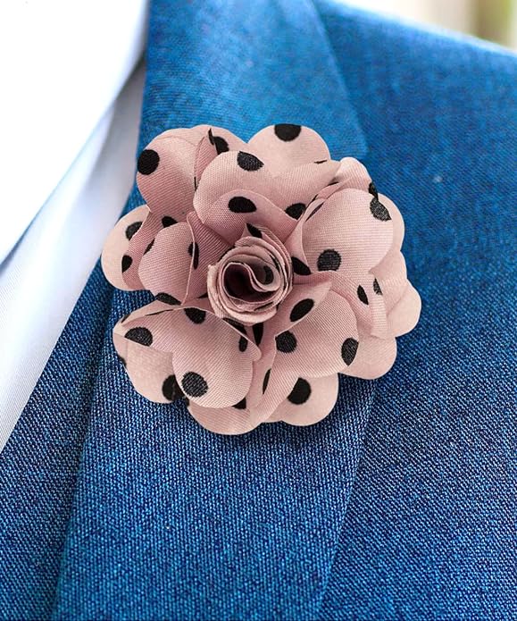 Vittorio Vico Unisex Polka Dot Flower Lapel Pin - Ivory and Brown - Flower Lapel Pin - Vittorio Vico