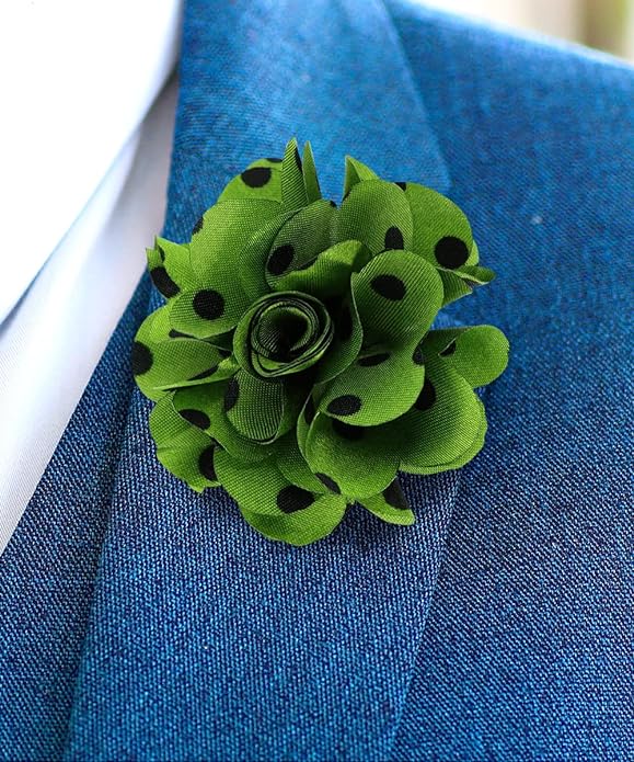 Vittorio Vico Unisex Polka Dot Flower Lapel Pin - Navy Blue and White - Flower Lapel Pin - Vittorio Vico