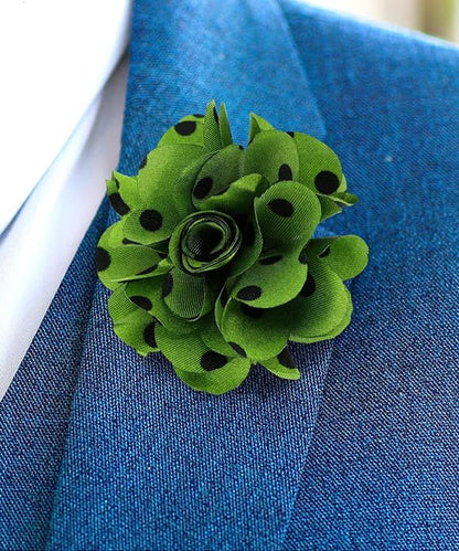 Vittorio Vico Unisex Polka Dot Flower Lapel Pin - Navy Blue and White - Flower Lapel Pin - Vittorio Vico