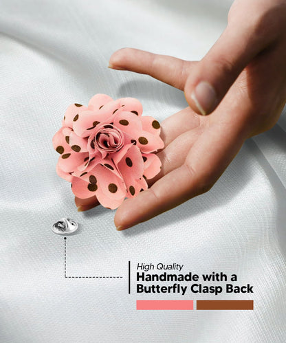 Vittorio Vico Unisex Polka Dot Flower Lapel Pin - Pink and Brown - Flower Lapel Pin - Vittorio Vico