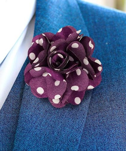 Vittorio Vico Unisex Polka Dot Flower Lapel Pin - Purple and White - Flower Lapel Pin - Vittorio Vico
