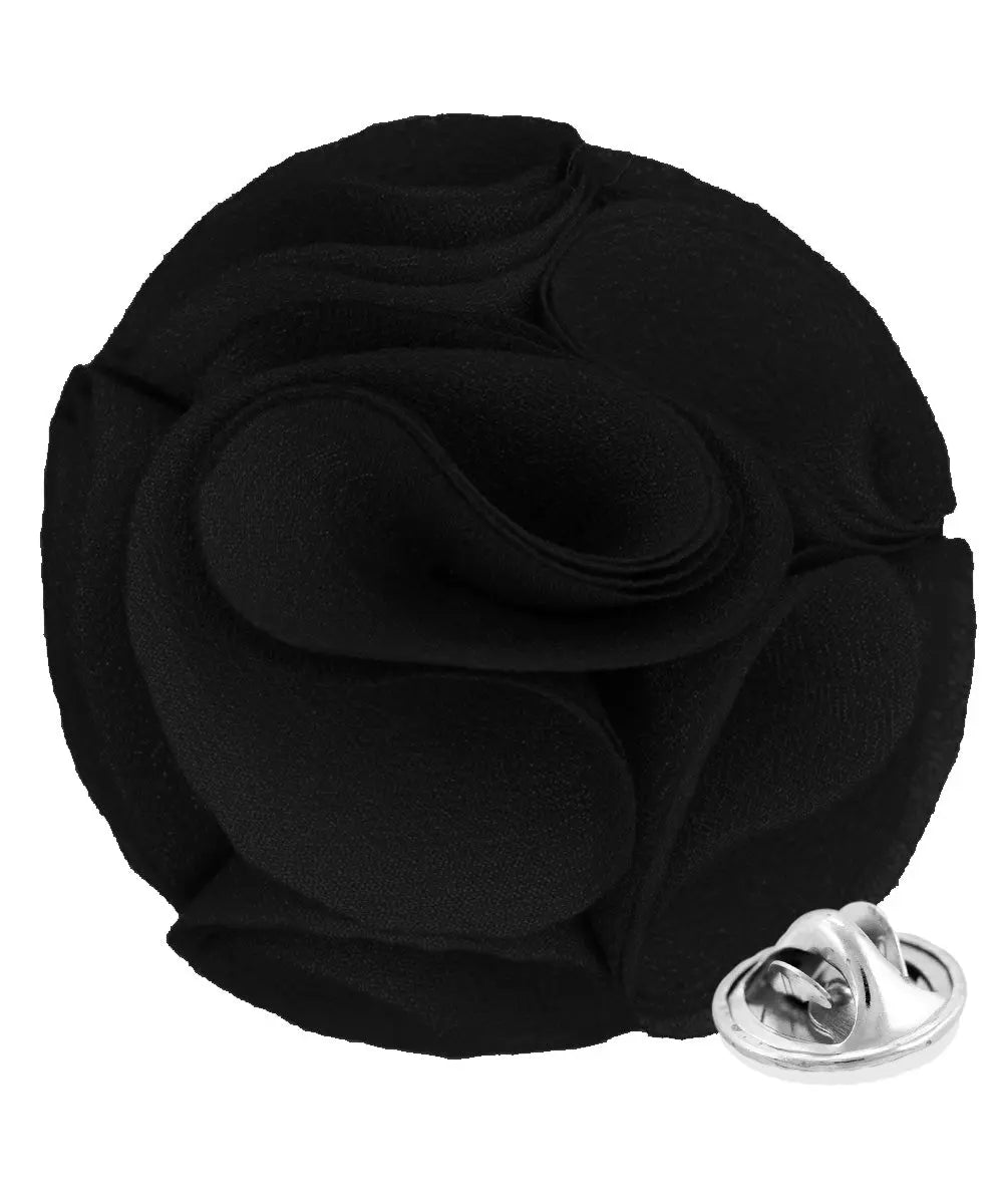 Vittorio Vico Unisex Rose Flower Lapel Pin - Black - Flower Lapel Pin - Vittorio Vico