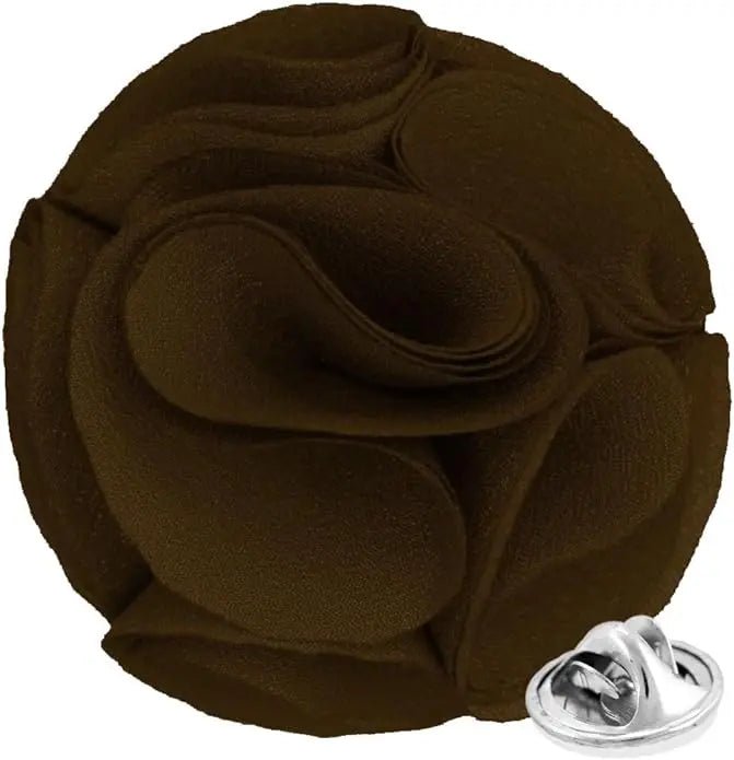 Vittorio Vico Unisex Rose Flower Lapel Pin - Brown - Flower Lapel Pin - Vittorio Vico