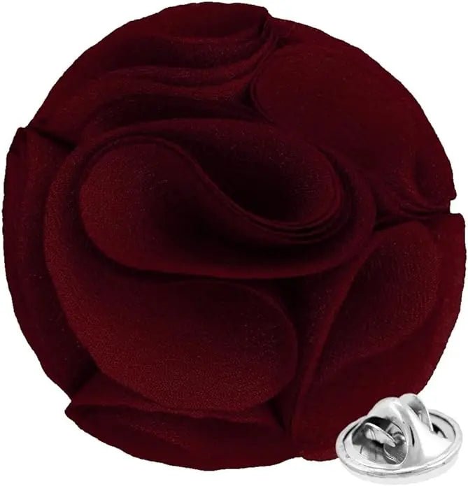 Vittorio Vico Unisex Rose Flower Lapel Pin - Burgundy - Flower Lapel Pin - Vittorio Vico