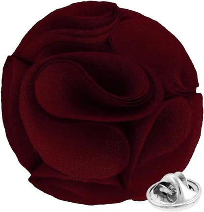 Vittorio Vico Unisex Rose Flower Lapel Pin - Burgundy - Flower Lapel Pin - Vittorio Vico