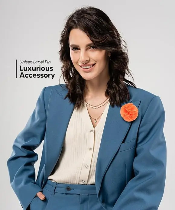 Vittorio Vico Unisex Rose Flower Lapel Pin - Aqua - Flower Lapel Pin - Vittorio Vico