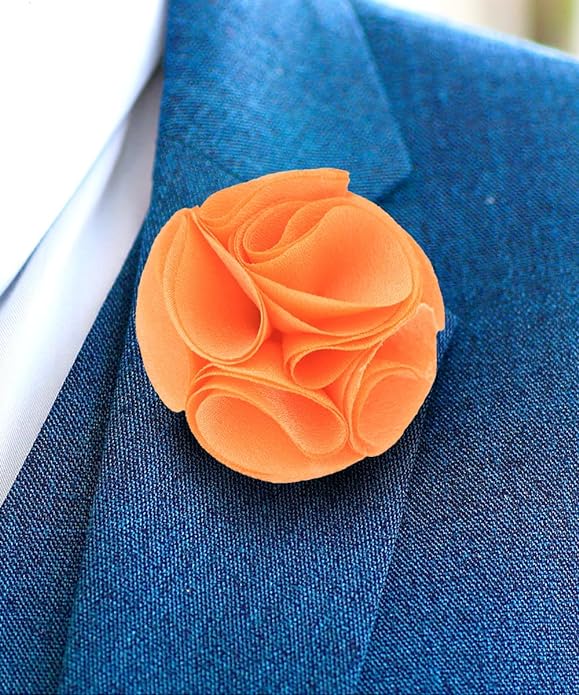Vittorio Vico Unisex Rose Flower Lapel Pin - Dark Peach - Flower Lapel Pin - Vittorio Vico
