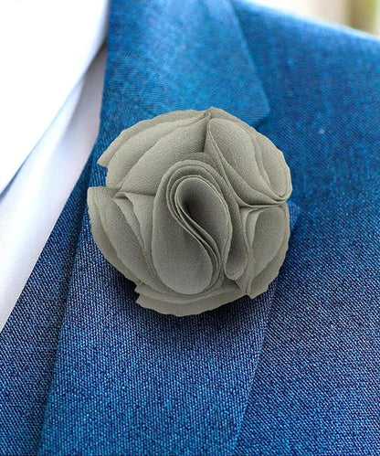 Vittorio Vico Unisex Rose Flower Lapel Pin - Gray - Flower Lapel Pin - Vittorio Vico