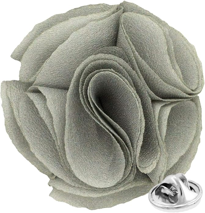 Vittorio Vico Unisex Rose Flower Lapel Pin - Gray - Flower Lapel Pin - Vittorio Vico
