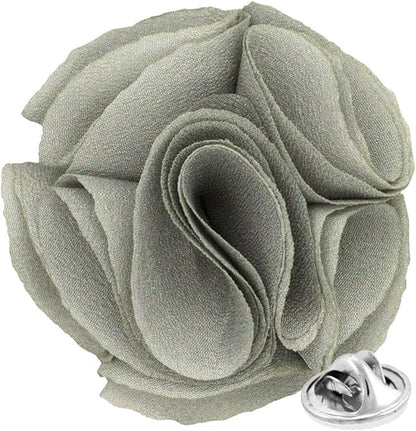 Vittorio Vico Unisex Rose Flower Lapel Pin - Gray - Flower Lapel Pin - Vittorio Vico