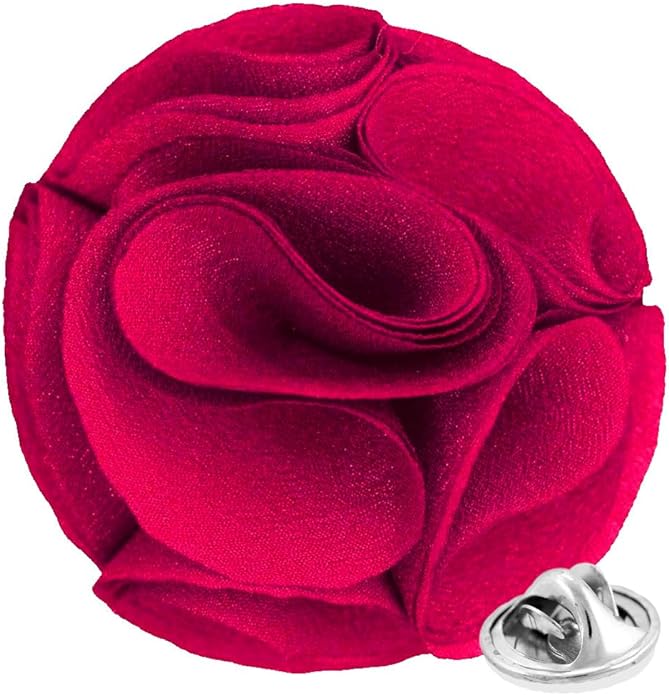 Vittorio Vico Unisex Rose Flower Lapel Pin - Hot Pink - Flower Lapel Pin - Vittorio Vico